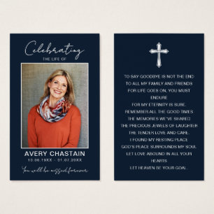 Celebration Of Life Funeral Photo Prayer Cards