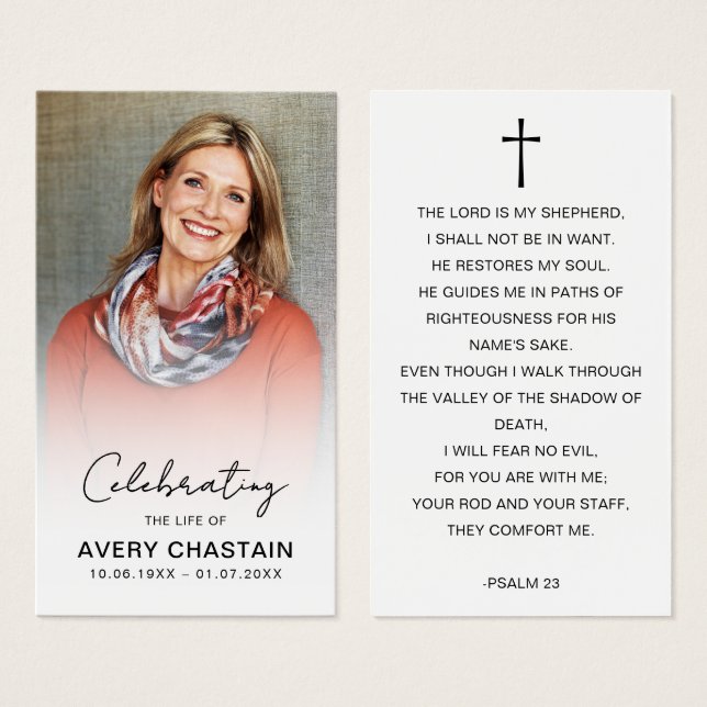 Celebration Of Life Funeral Photo Prayer Cards (Front & Back)