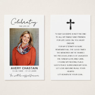 Celebration Of Life Funeral Photo Prayer Cards