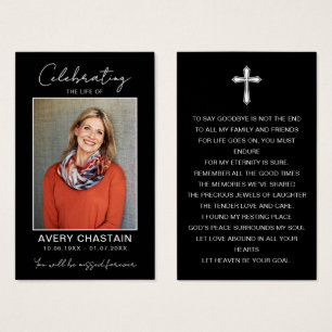 Celebration Of Life Funeral Photo Prayer Cards