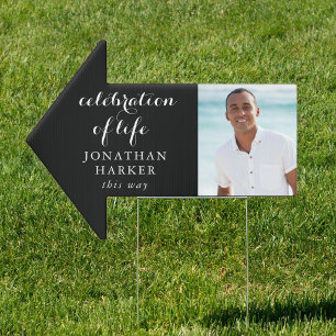 Celebration Of Life Funeral Photo This Way Arrow Sign