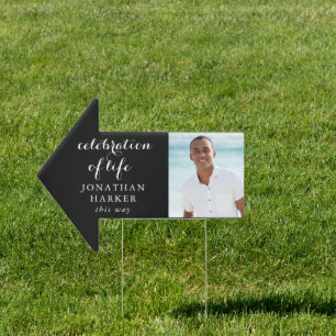 Celebration Of Life Funeral Photo This Way Arrow Sign