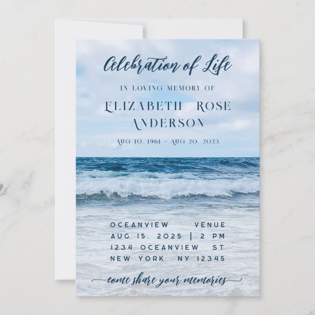 Celebration of Life Funeral Photography Invitation (Front)