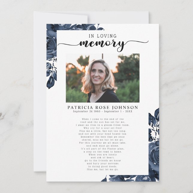 Celebration of Life Funeral Poem Card (Front)