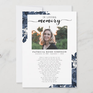 Celebration of Life Funeral Poem Card