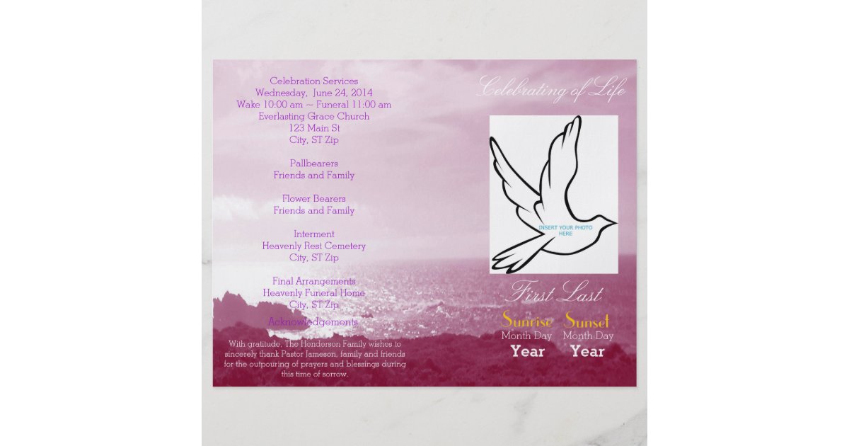 Celebration of Life Funeral Program-single fold Flyer | Zazzle.com