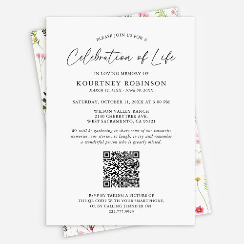 Celebration of Life | Funeral QR Code Wildflower