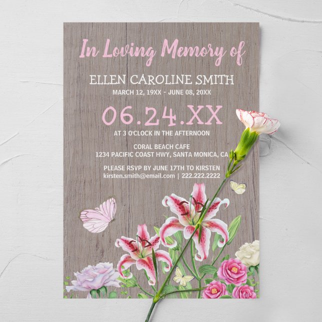 Celebration of Life | Funeral Rustic Floral Invitation (Creator Uploaded)