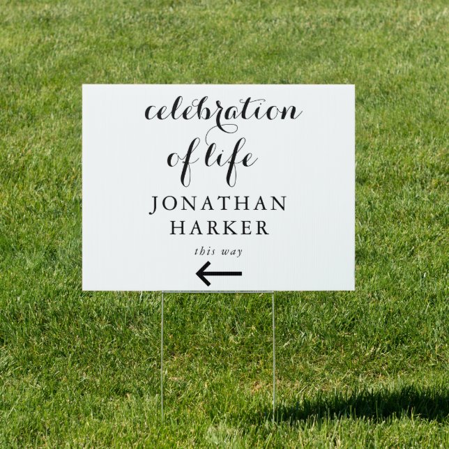 Celebration Of Life Funeral This Way  Sign (Insitu)