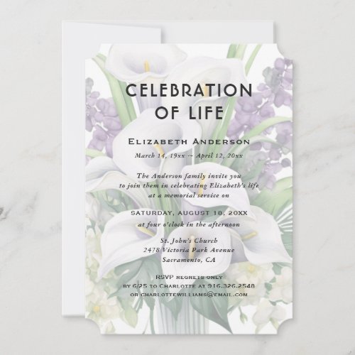 Celebration of Life Funeral White Purple Floral