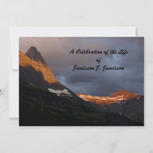 Celebration of Life Glacier Sunrise Mountain Invitation