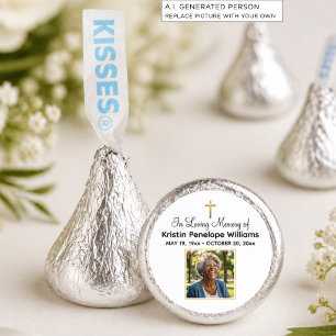 Celebration Of Life Gold Cross Photo Funeral Hershey®'s Kisses®