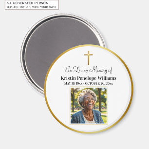Celebration Of Life Gold Cross Photo Funeral Magnet
