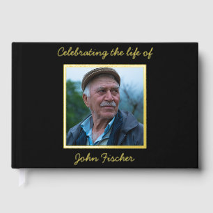 Celebration of Life Gold Foil Photo Funeral Foil Guest Book