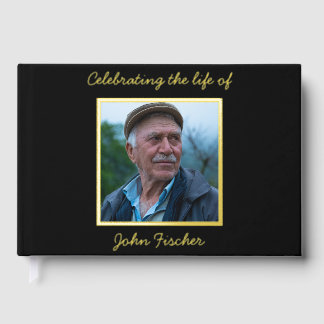 Celebration of Life Gold Foil Photo Funeral Foil Guest Book