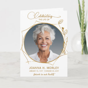 Celebration of Life Gold Photo Funeral Program