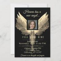 Celebration of Life - Gold Photo Memorial Invitation