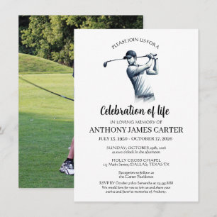 Celebration of Life Golfer Golf Photo Funeral Invitation
