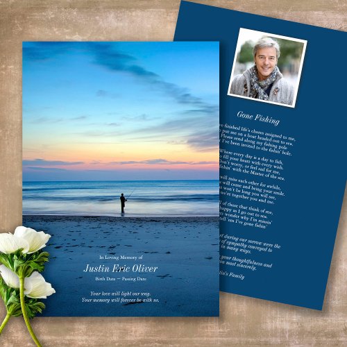 Celebration of Life Gone Fishing Sympathy Funeral Thank You Card