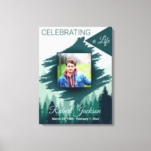 Celebration of Life Green Pine Forest Photo Canvas Print