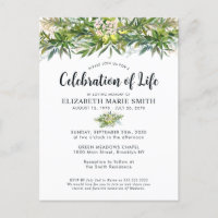 Celebration of Life Greenery Chic Funeral Memorial