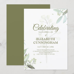 Celebration of Life Greenery Foliage Botanicals Invitation