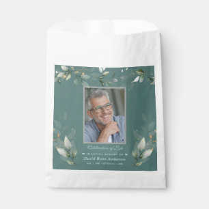 Celebration of Life Greenery Man Photo Memorial Favor Bag
