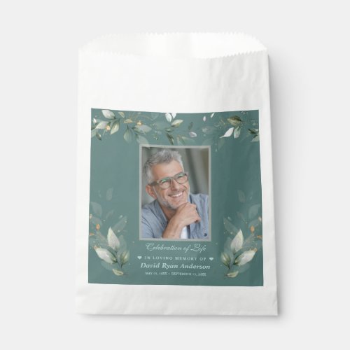 Celebration of Life Greenery Man Photo Memorial    Favor Bag