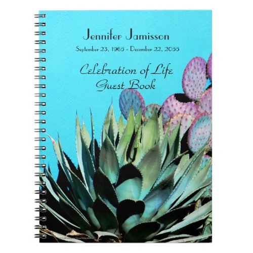 Celebration of Life Guest Book Agave and Cactus Notebook