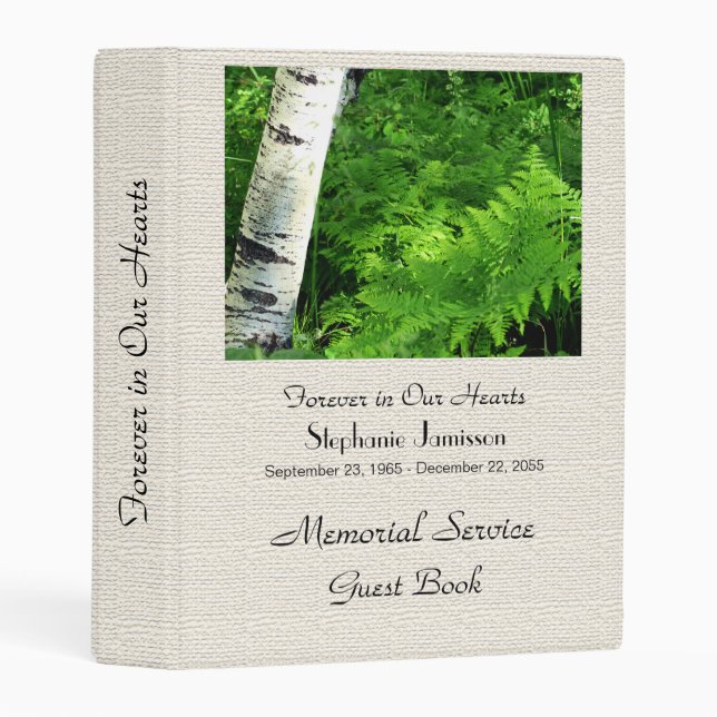 Celebration of Life Guest Book Aspen and Ferns Mini Binder (Front/Spine)