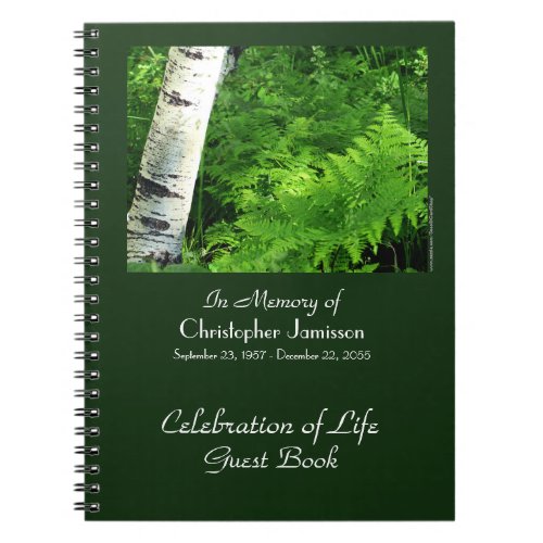 Celebration of Life Guest Book Aspen and Ferns Notebook