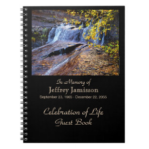 Celebration of Life Guest Book, Autumn Waterfall Notebook