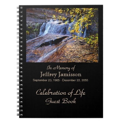 Celebration of Life Guest Book Autumn Waterfall  Notebook