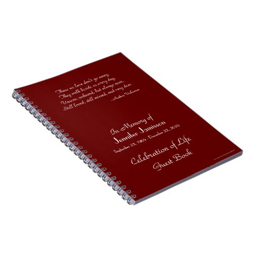 Celebration of Life Guest Book Brick Red Notebook