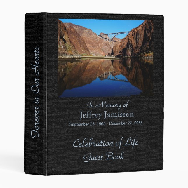 Celebration of Life Guest Book, Bridge Reflection Mini Binder (Front/Spine)