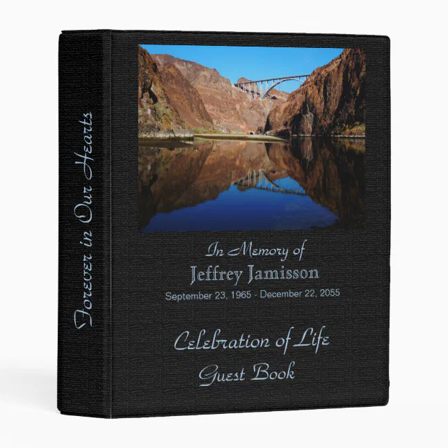 Celebration of Life Guest Book, Bridge Reflection Mini Binder Zazzle