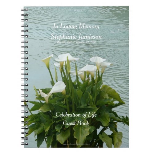 Celebration of Life Guest Book Calla Lilies Floral