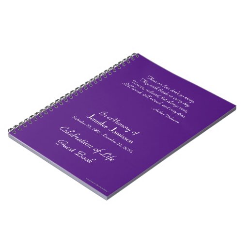 Celebration of Life Guest Book CHOOSE YOUR COLOR Zazzle