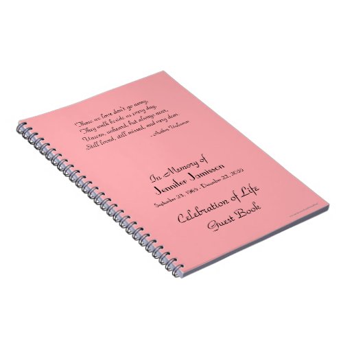 Celebration of Life Guest Book CHOOSE YOUR COLOR 
