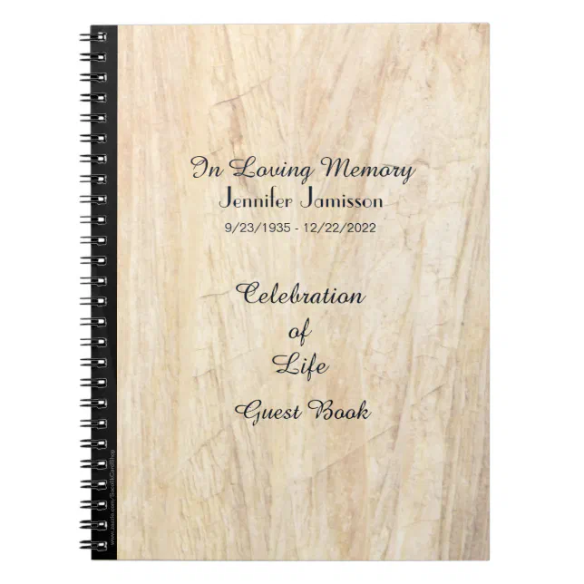 Celebration of Life Guest Book, Faux Parchment Notebook Zazzle
