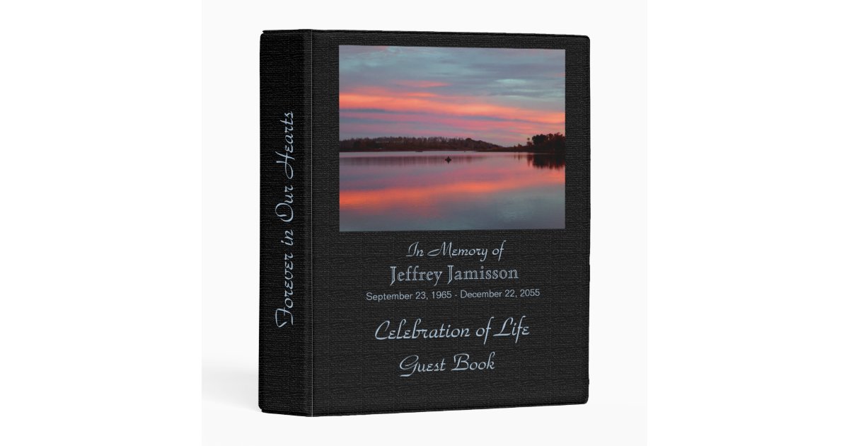 Celebration of Life Guest Book Fisherman at Sunset Mini Binder Zazzle
