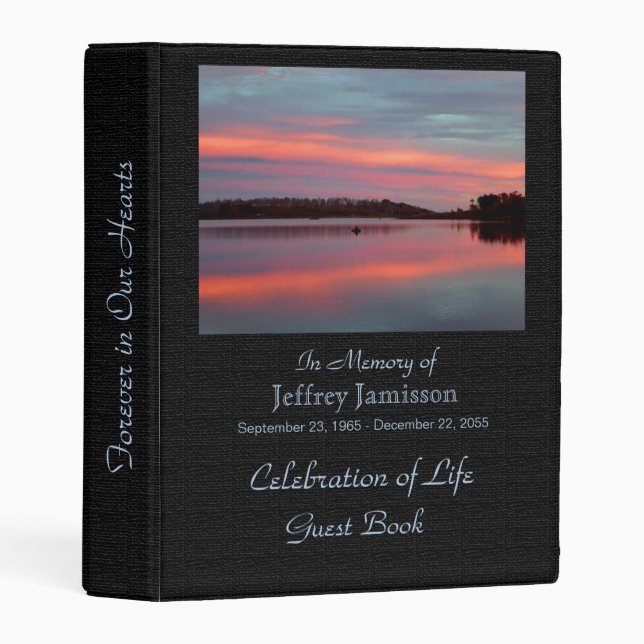 Celebration of Life Guest Book Fisherman at Sunset Mini Binder (Front/Spine)