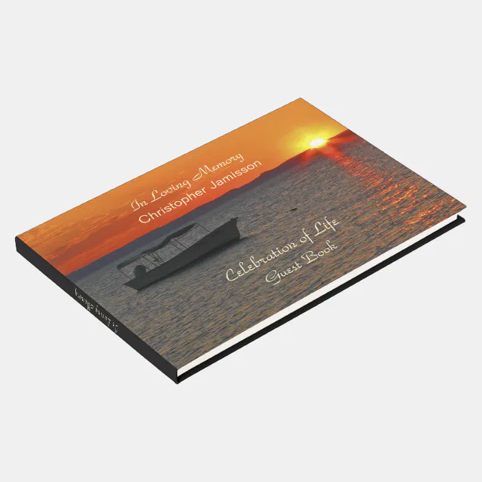 Memorial Service Guestbook Sign Fisherman Custom Fishing Funeral Guest Book 