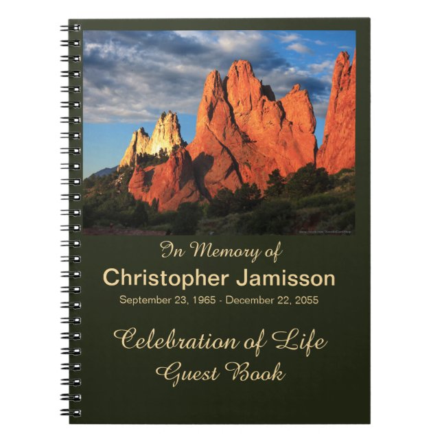 Celebration of Life Guest Book, Garden of the Gods Notebook (Front)