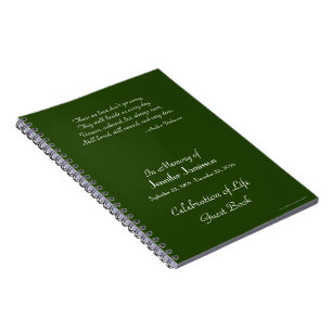 Celebration of Life Guest Book Green Notebook