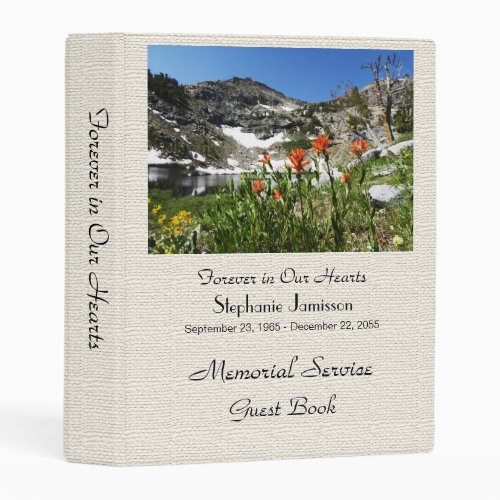 Celebration of Life Guest Book Island Lake Flowers Mini Binder