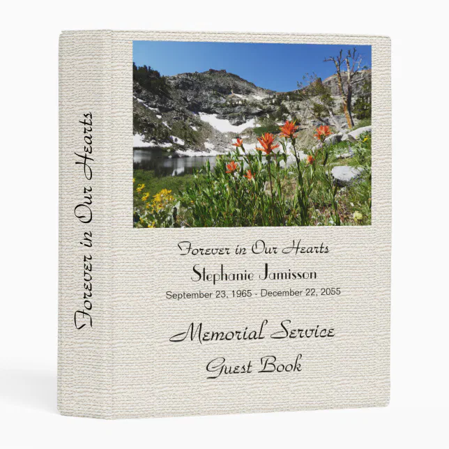 Celebration of Life Guest Book Island Lake Flowers Mini Binder Zazzle