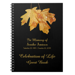 Celebration of Life Guest Book Leaves w/ Raindrop