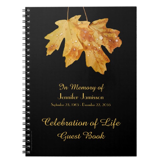 Celebration of Life Guest Book Leaves w/ Raindrop  (Front)
