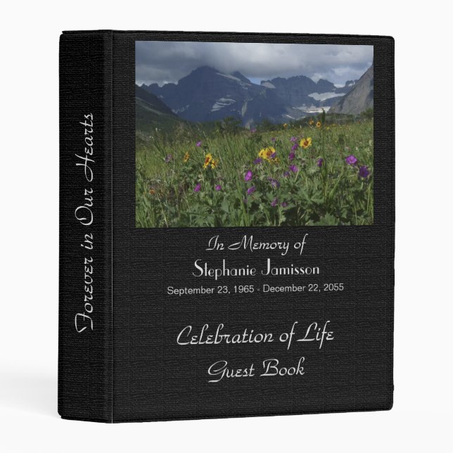 Celebration of Life Guest Book Mountain Wildflower Mini Binder (Front/Spine)